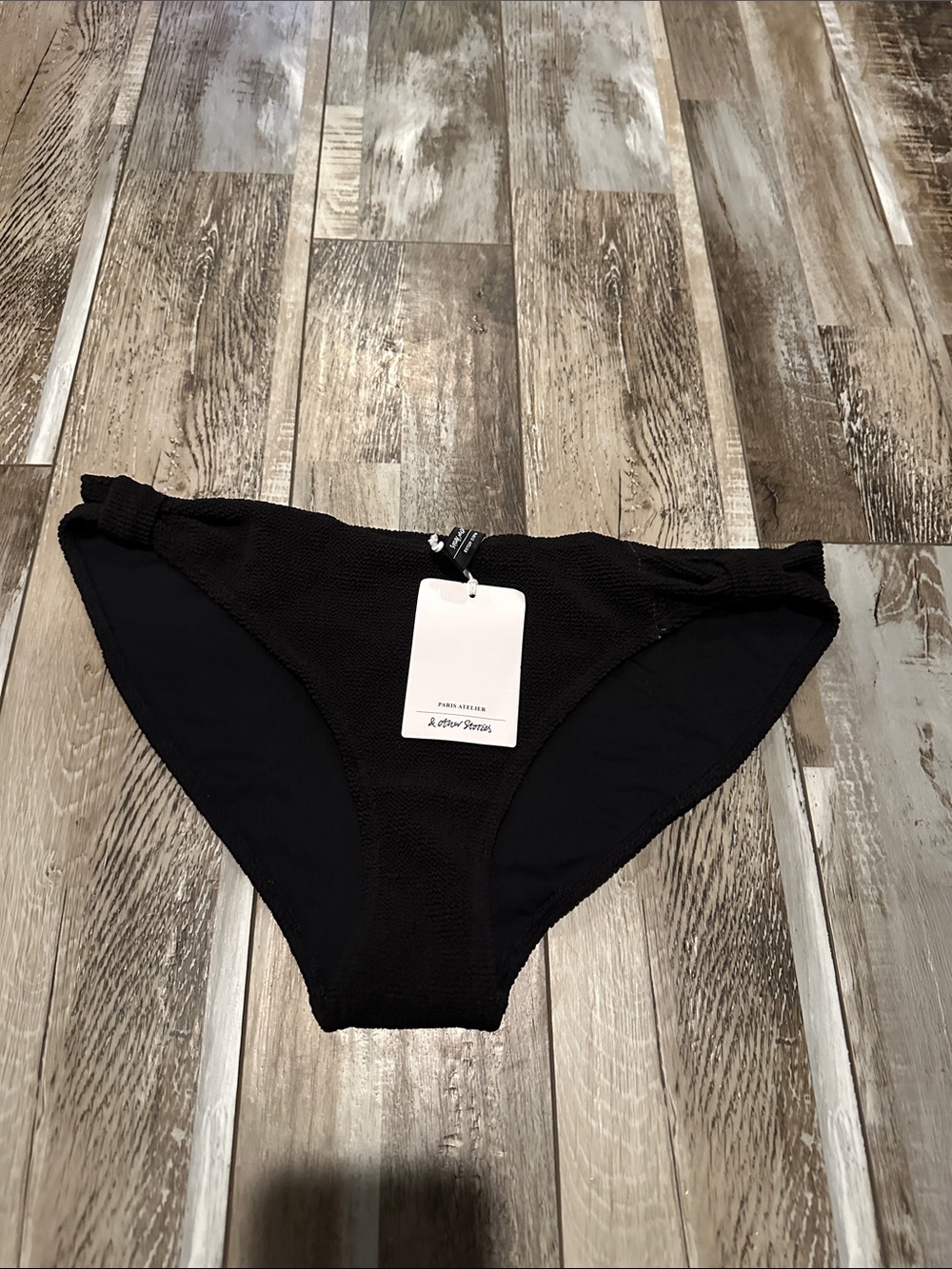 Black Textured Knot-Side Bikini Bottom - Women's Swim